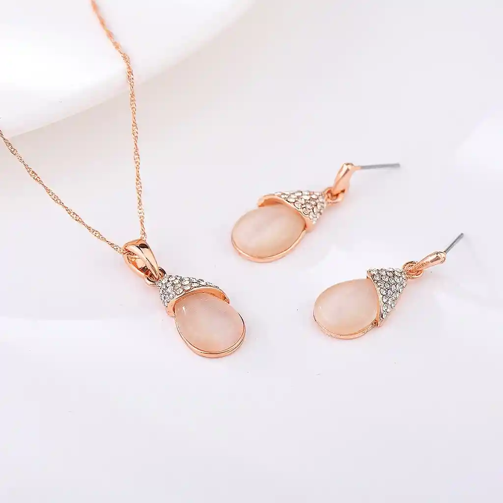 Set Aretes Y Collar Veramorest- Rose