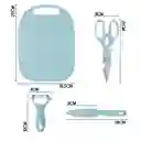 Kit Tabla De Picar 4 Piezas Cuchillo Tijera Pelador Cocina