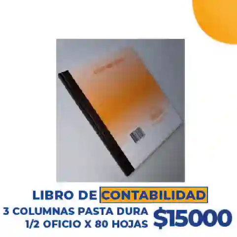 Libro De Contabilidad 3 Columnas Pasta Dura 1/2 Oficio X80 Hojas