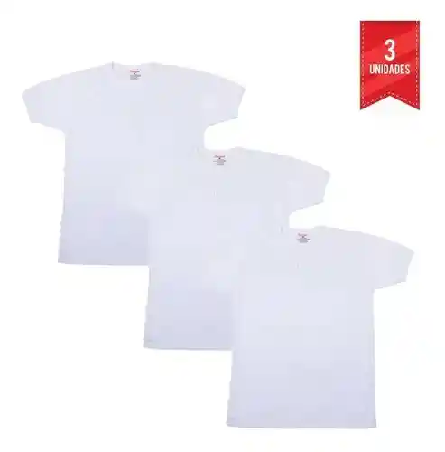 Combo X3 Camiseta Hombre Cuello 3 Botones Manga Corta Blanca Talla M