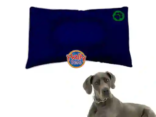 Colchón Premium Gigante Huella Bordada Para Mascota Azul Oscuro