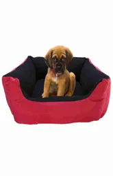 Cama Grande Para Mascota Con Cojín Lavable Impermeable Rojo