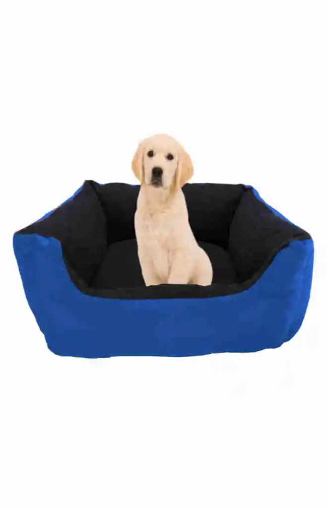 Cama Grande Para Mascota Con Cojín Lavable Impermeable Azul