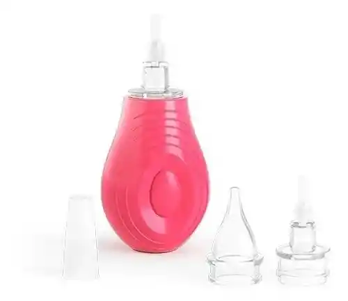 Aspirador Nasal Saca Mocos Bebe Ergonomico Flexible 4 Puntas Rosado