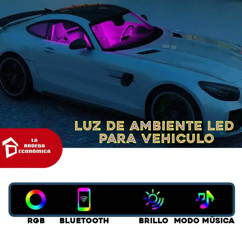 Tira De Luz Led Rgb Para Interior De Coche Control Bluetooth, Control Sonido, Lámpara De Ambiente