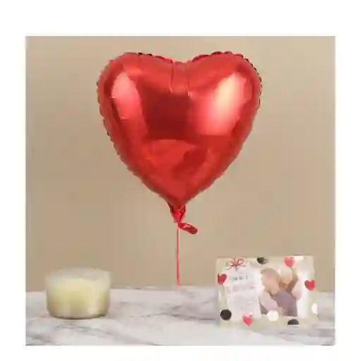 Globo Metalizado Corazon Rojo Inflado Con Helio