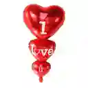 Globo Metalizado Corazon I Love You Inflado Con Helio