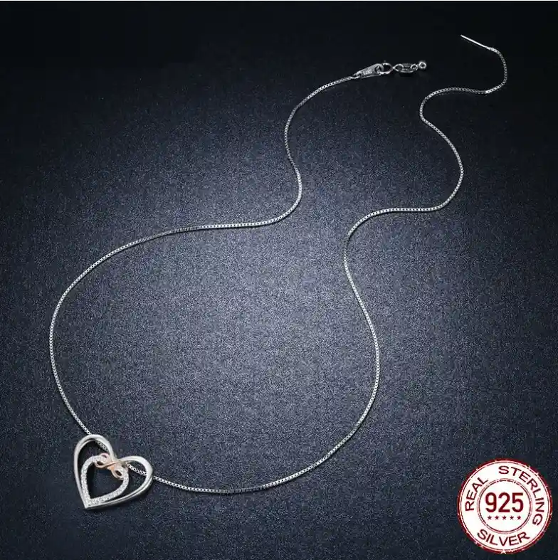 Collar Para Mujer Dije Corazón Amor Infinito Fabricado Plata 925