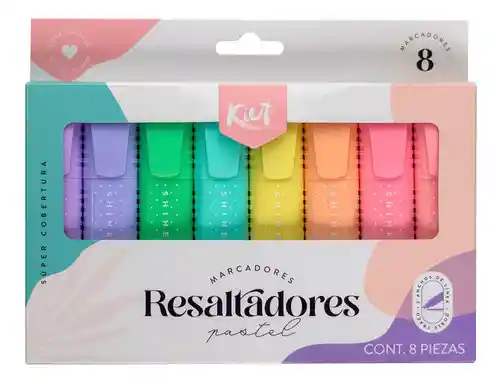 Kiut Caja Resaltador Pastel X8 Punta Ancha