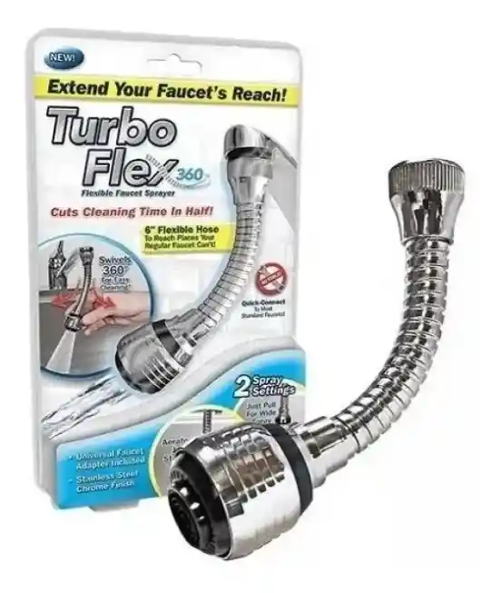 Turbo Flex Extensión Flexible Grifo Llave De Agua 360