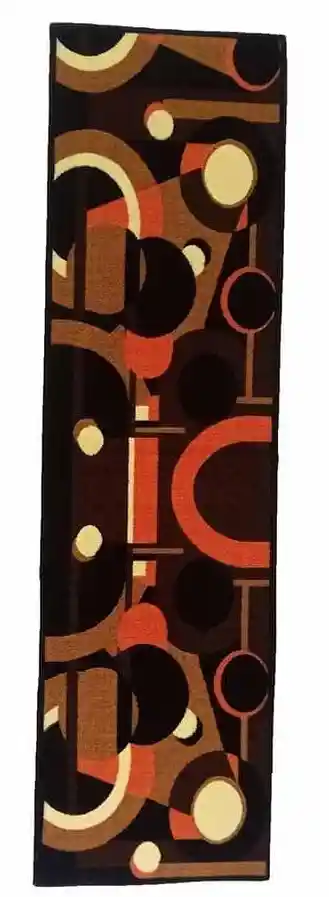 Tapete Camino Estampado Antideslizante Naranja Cafe 50 X 180 Cms