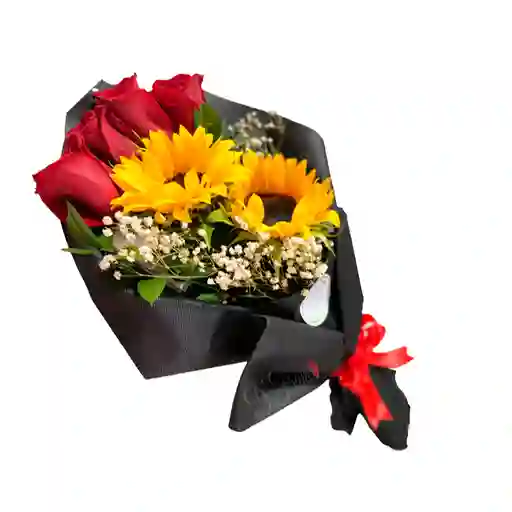 Bouquet Girasoles Y Rosas