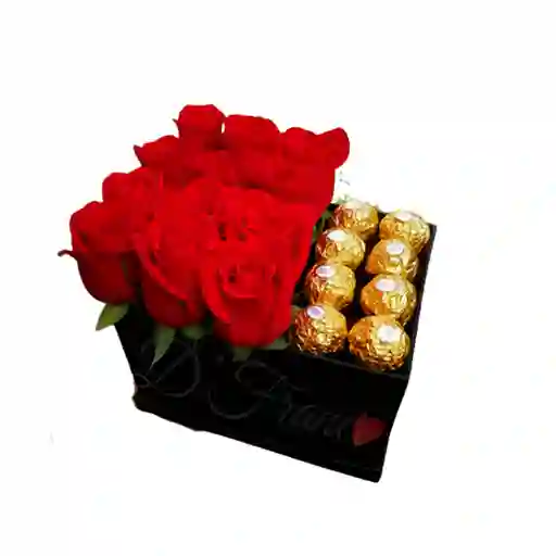 Caja De Rosas Y Ferrero Amor