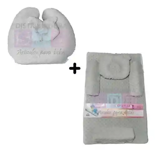 Combo Cojín Lactancia Materna + Colchoneta Antireflujo Bebe Gris