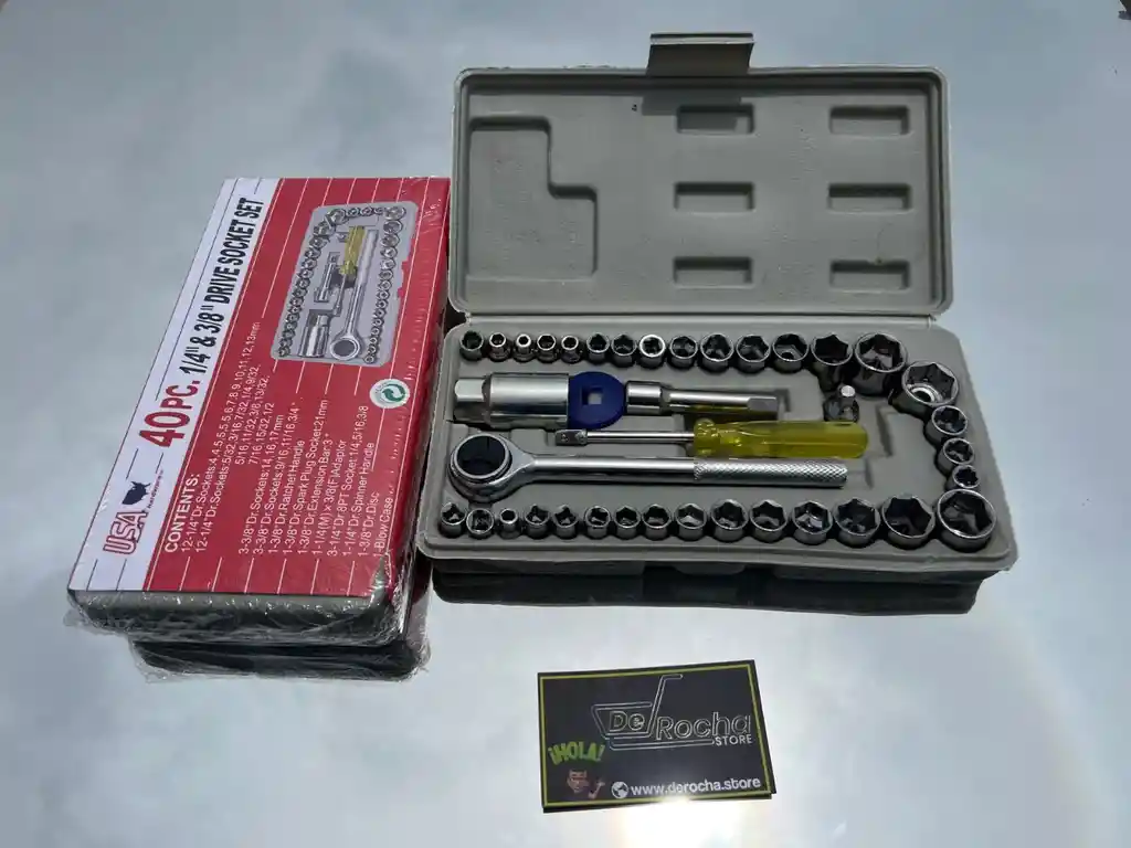 Kit Socket Juego Copas 40 Piezas 1/4 Y 3/8 Profesional