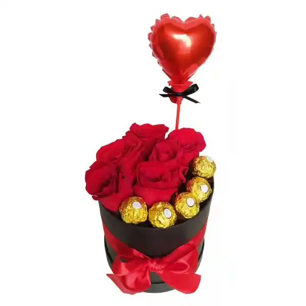 Rosas, Chocolate Y Globito Amor Profundo