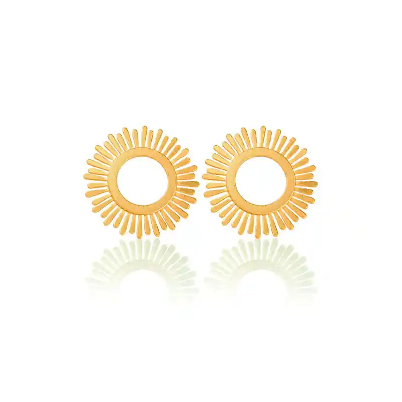 Aretes Sue En Acero Con Baño De Oro De 24k