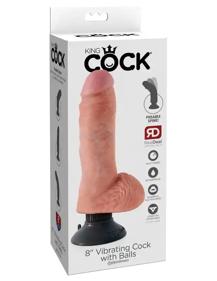 8″ Vibrating Cock With Balls