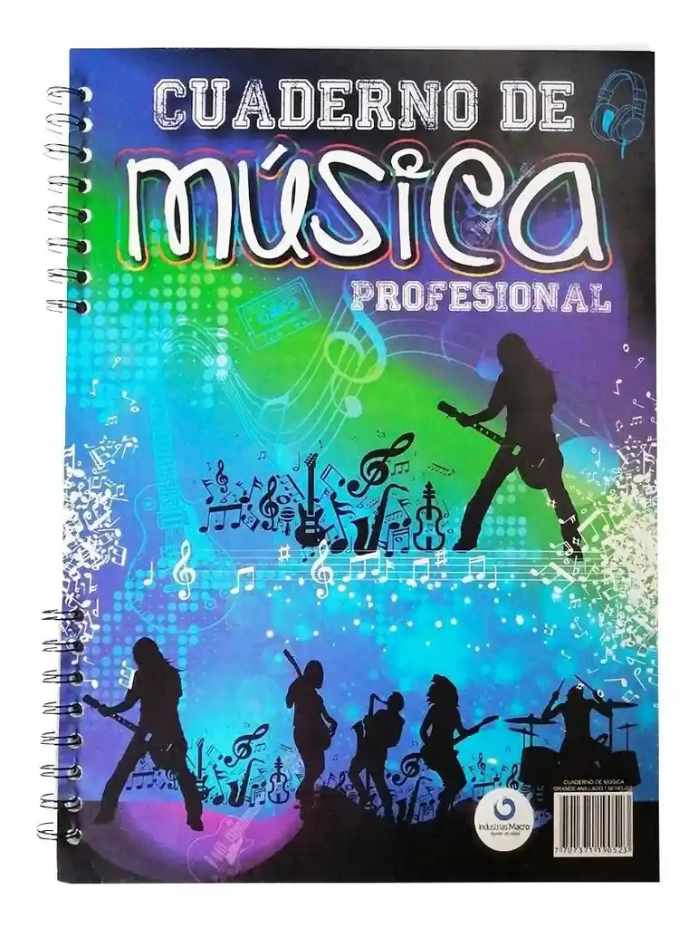 Cuaderno Pentagramado De Música Argollado Oficio 50 Hojas