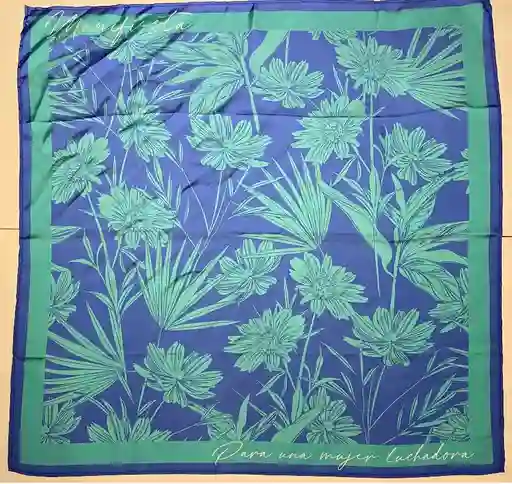 Pañoleta En Seda Flora Colombiana Tonos Azules Y Verdes By Manifiesta