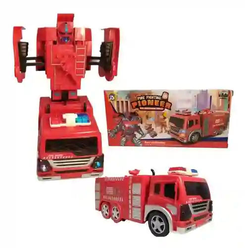 Robot Bombero Transformers Carro Loco Luces Y Sonido Niños