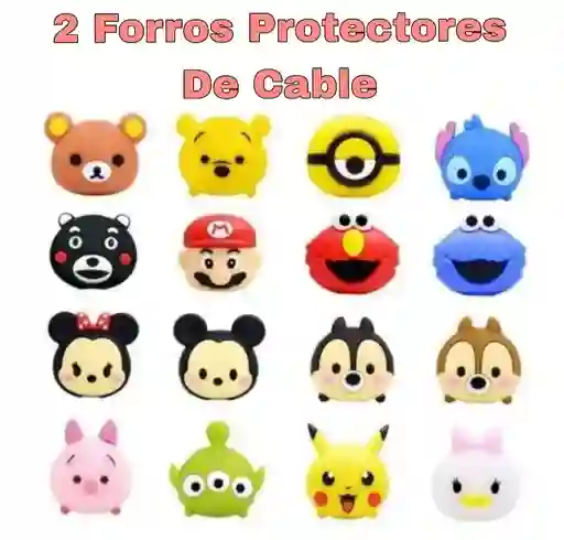 Protector De Cable Usb Cargador Animado *2 Unidades