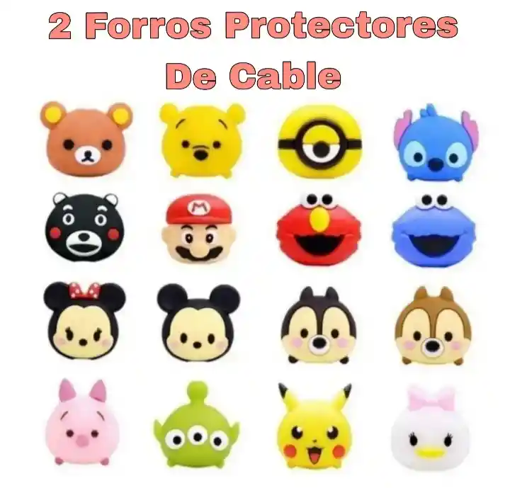 Protector De Cable Usb Cargador Animado *2 Unidades