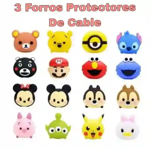 Protector De Cable Usb Cargador Animado *3 Unidades