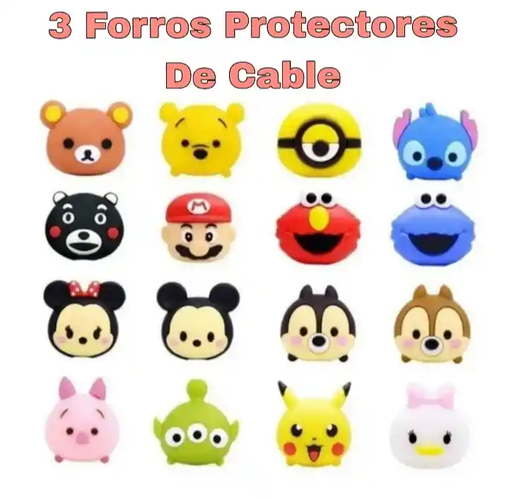 Protector De Cable Usb Cargador Animado *3 Unidades