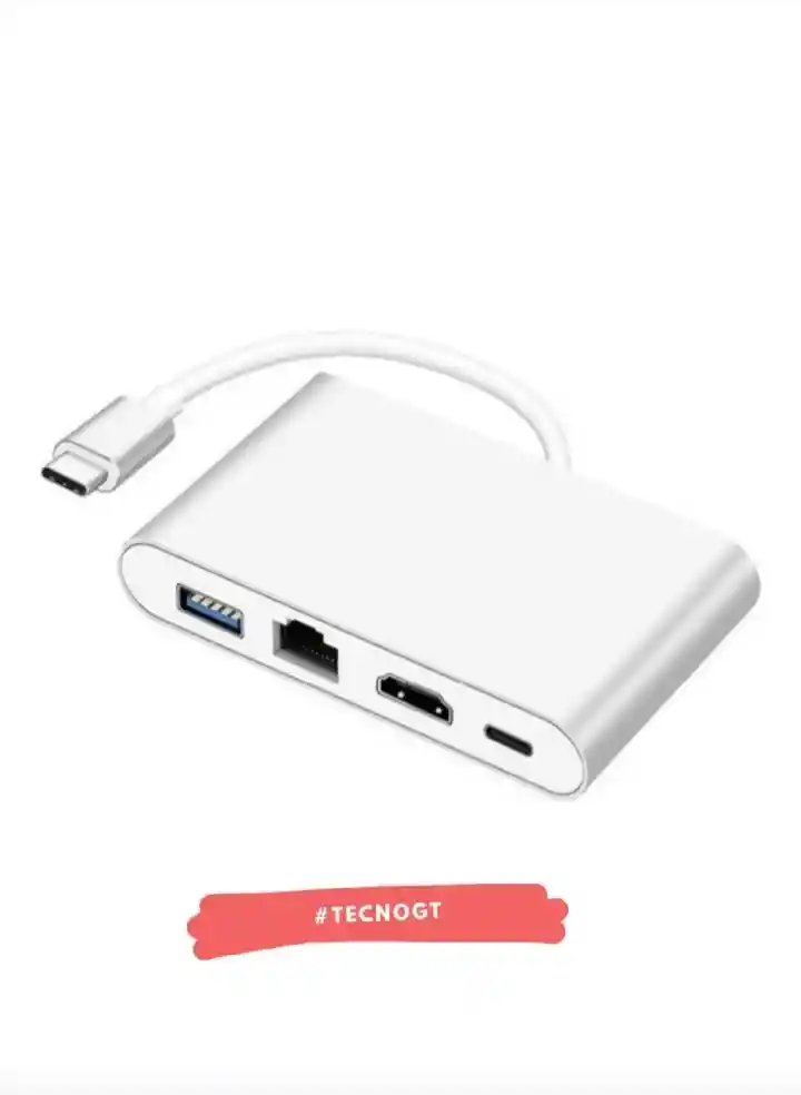 Adaptador De Tipo C A Hdmi + Ethernet + Usb 3.0 + Tipo C