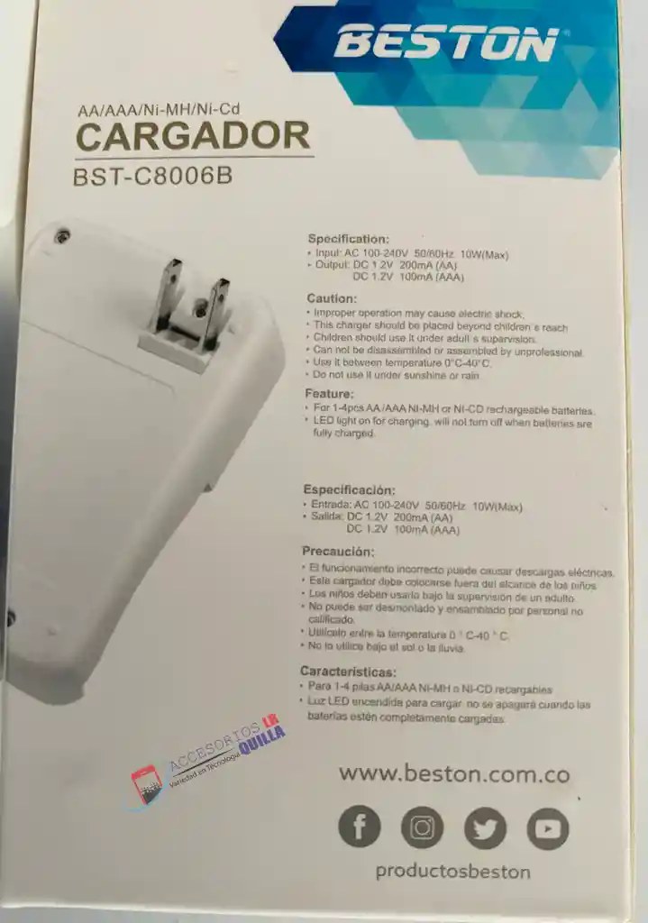 Baterias Recargables Doble A Con Cargador