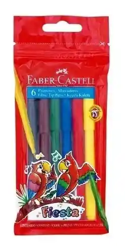  Plumonesmarcadores Marca  Faber Castell  Fiesta  Paquete  6 