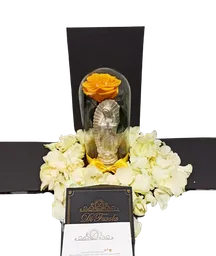 Rosa Eterna Premium Grande Amarilla Con Virgen Y Caja Sorpresa