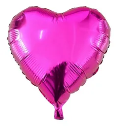 Globo Metalizado Fucsia En Forma De Corazon Inflado Al Aire