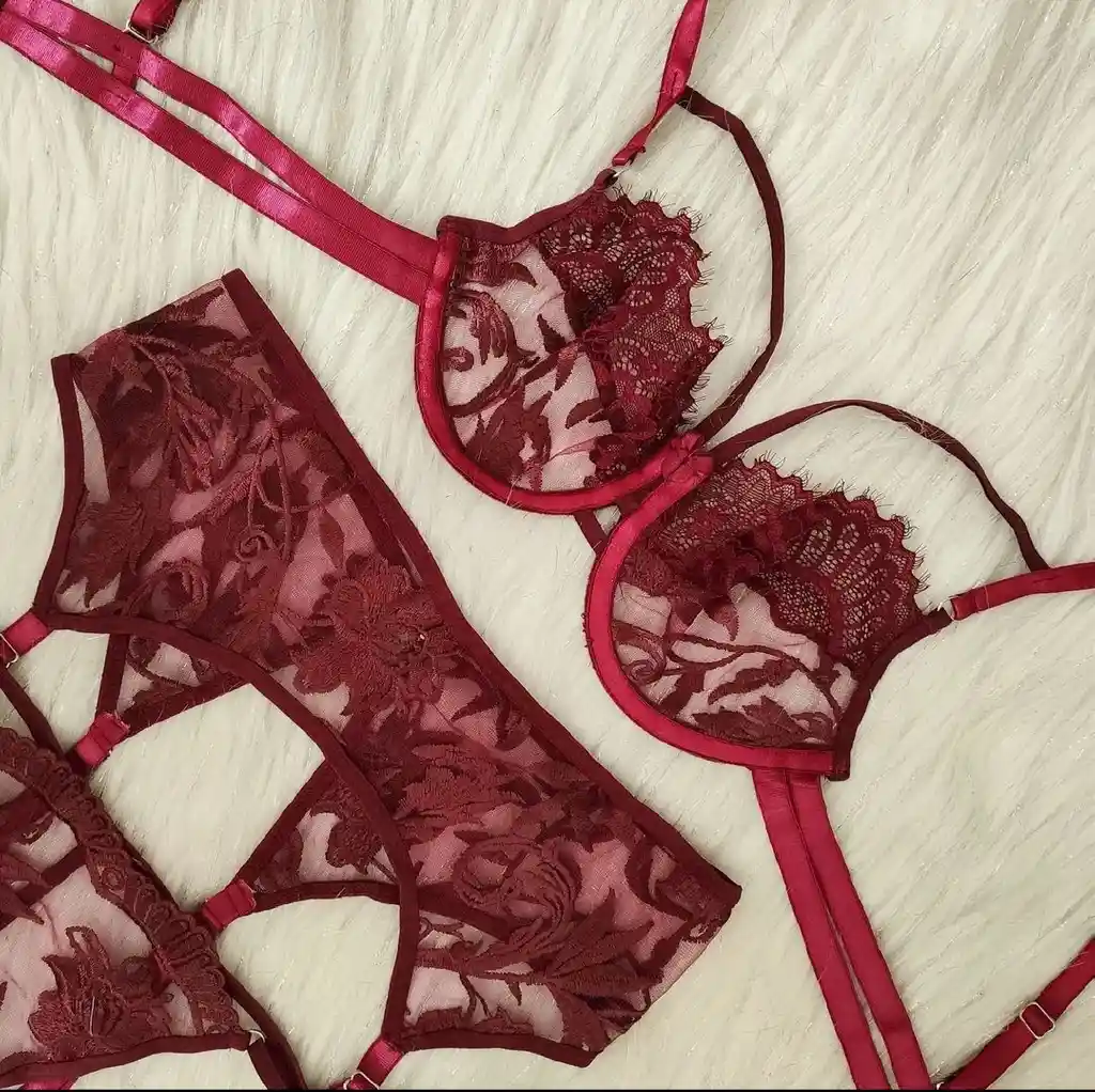Conjunto Olivia Color Vino Tinto Talla L