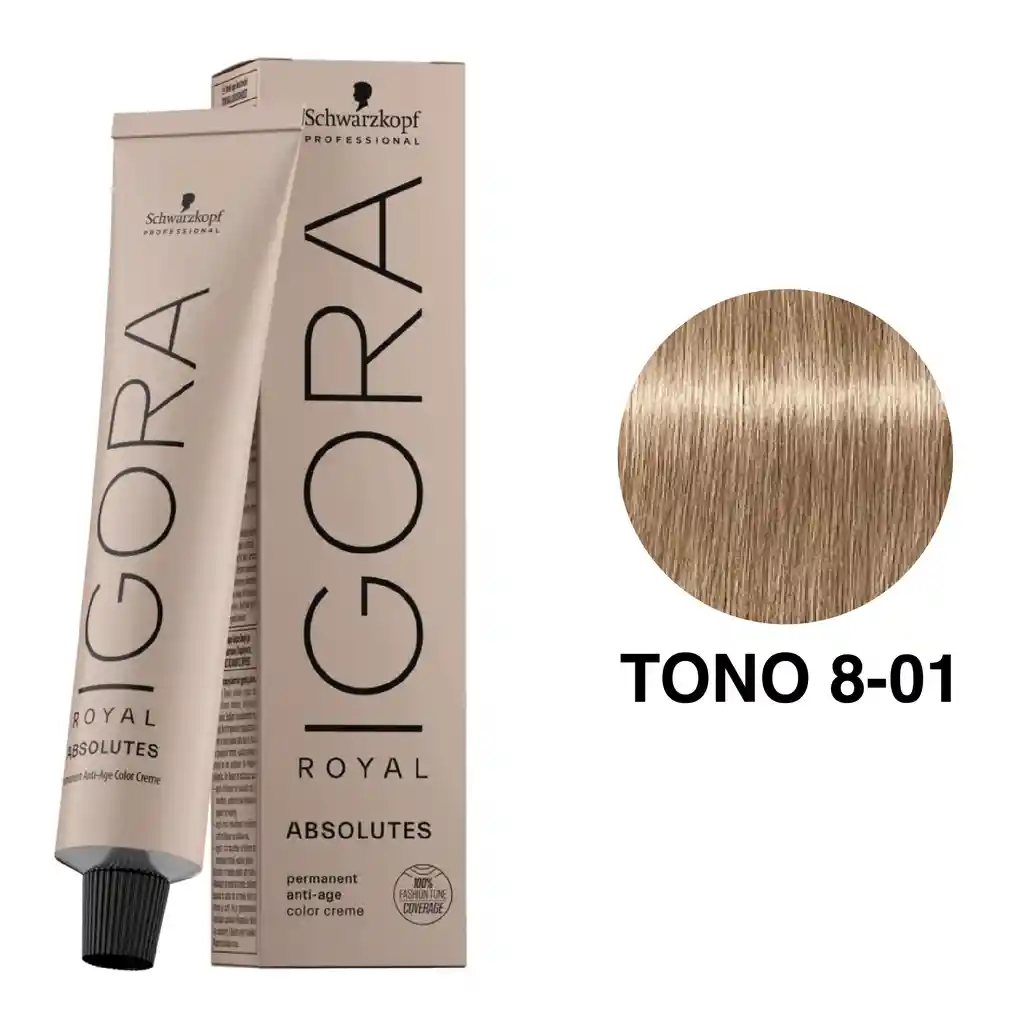 Igora Roya Absolutes Tono 8-01 Rubio Claro Natural Ceniza 60ml