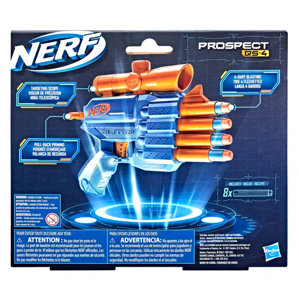 Lanzador Nerf Elite 2.0 Prospect Qs4 - 8 Dardos Hasbro