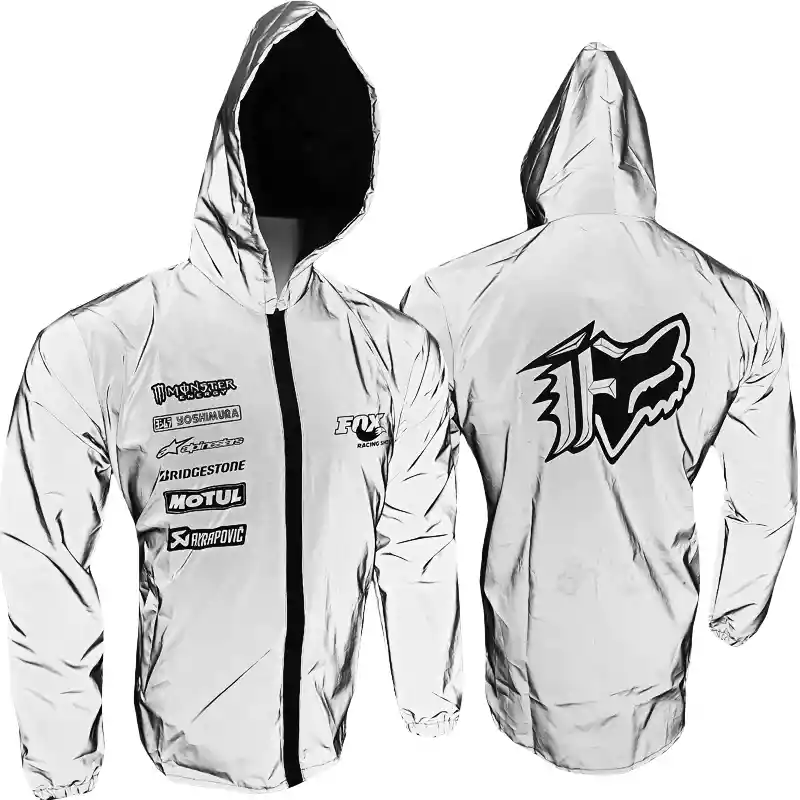 Chaqueta Cortaviento 100% Reflectiva Moto Ciclismo Hombre