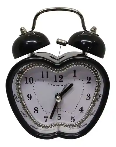 Reloj Despertador Doble Campana Forma De Manzana Negro