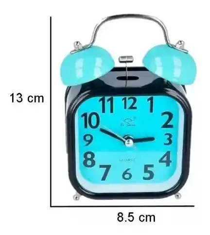 Relojes Alarma Despertador Reloj Campana Luz Cuadrado Azul