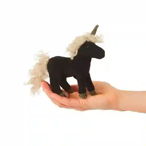 Titere Dedo Mini Unicornio Negro