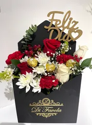 Sobre De Amor, De Flores Variadas Tonos Rojos Y Ferrero Rocher