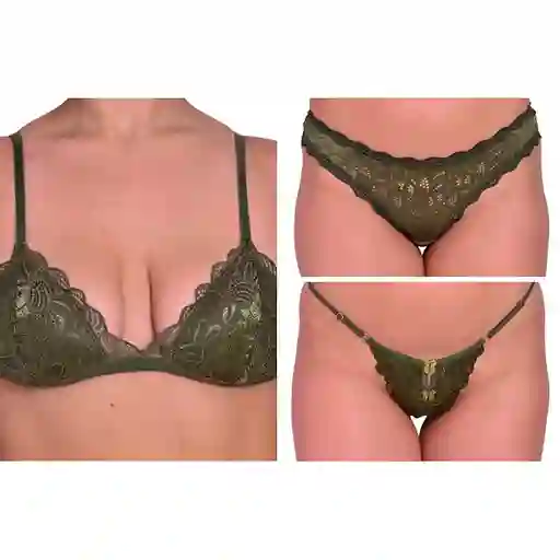 Combo Alice Cristal Mariposa (1 Bralette + 2 Tangas)