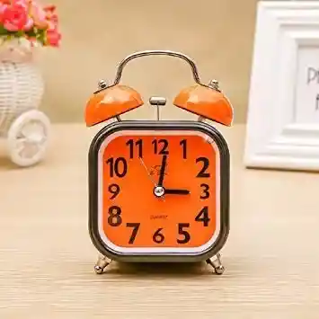 Relojes Alarma Despertador Reloj Campana Luz Cuadrado Naranja