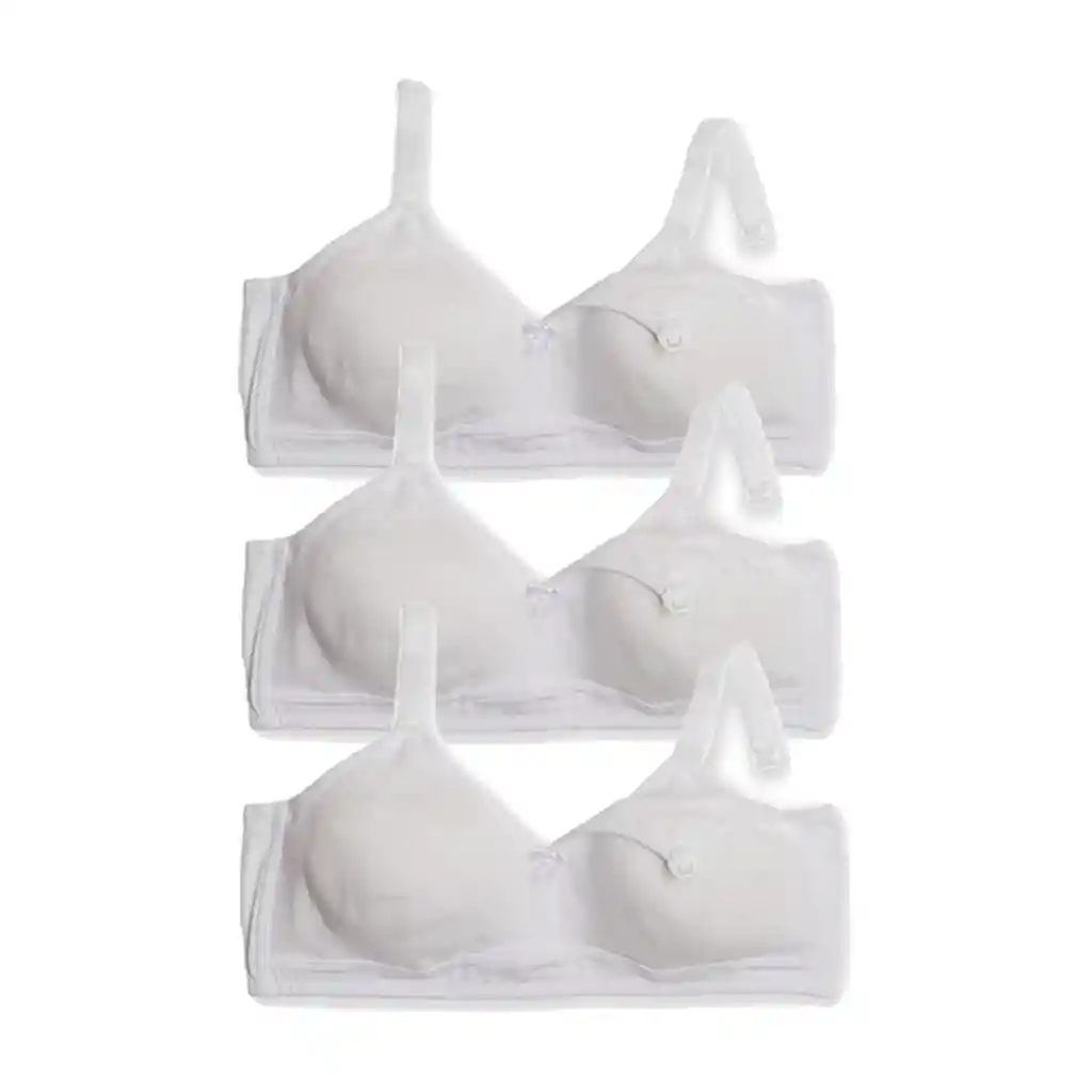 Combo X3 Brasier Mujer Materno Para Lactancia Talla 36 Blanco