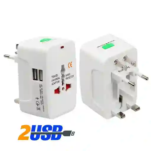 Convertidor Europeo Doble Puerto Usb Adaptador Universal Viajero Plug Adapter Travel