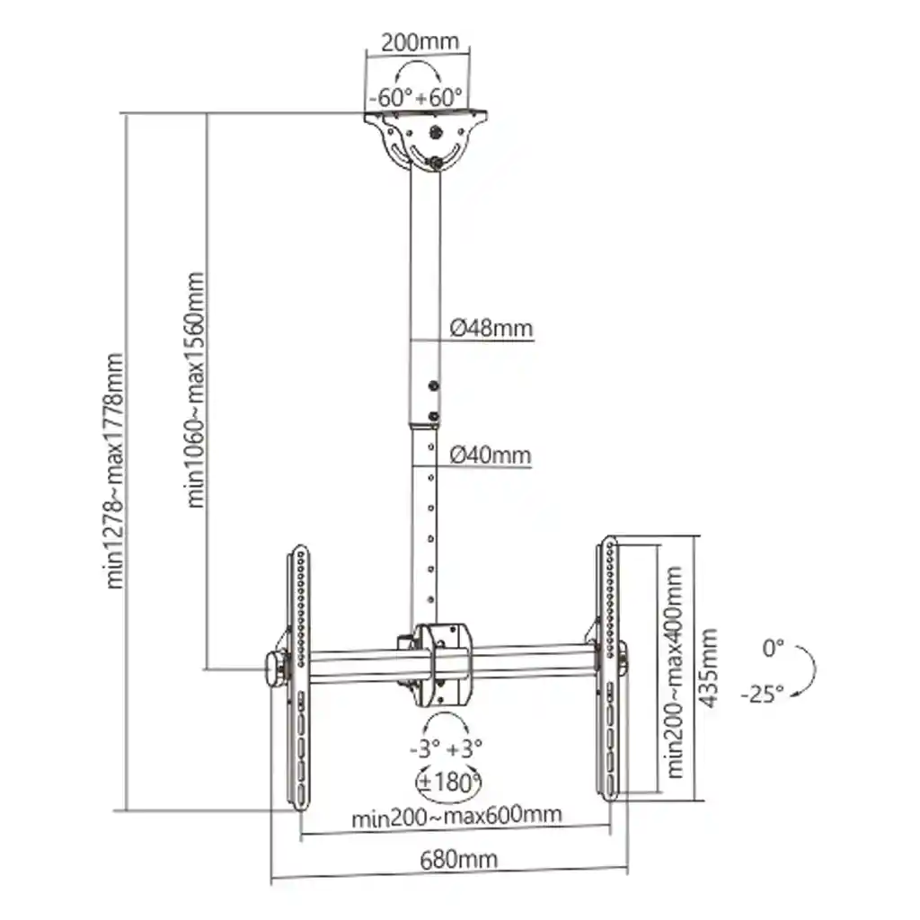 Soporte Para Televisor De Techo Pantalla 25 -55
