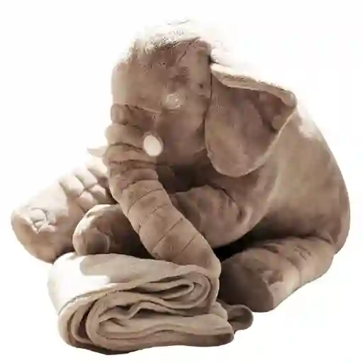 Elefante Almohada + Cobija Abrazadora Bebe 60 Cm Relajante Color Gris