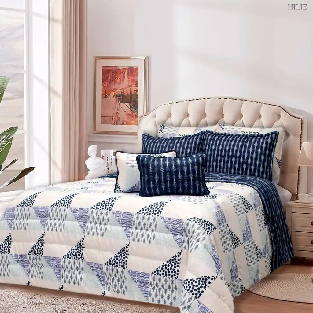 : Edredón Primavera Hilie Microfibra Doble Faz Estampada Para Cama Doble