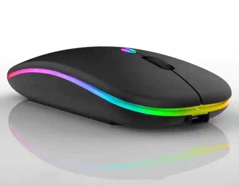 Mouse Inalámbricobluetooth Recargable Luces Rgb Silencioso Cris Plateado